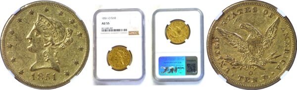 1851-O $10 Liberty  -  NGC AU-55