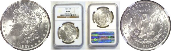 1887 Morgan Dollar. -  NGC MS-64