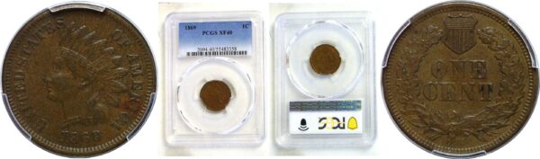 1869 Indian Head Cent  -  PCGS XF-40