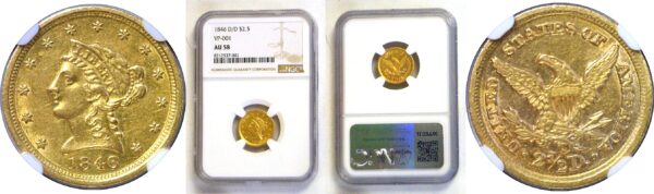 1846-D/D $2 1/2 Liberty  -  NGC AU-58