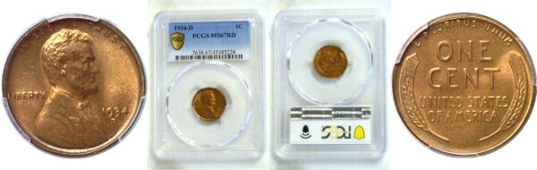 1934-D Lincoln Cent  -  PCGS MS-67 RD