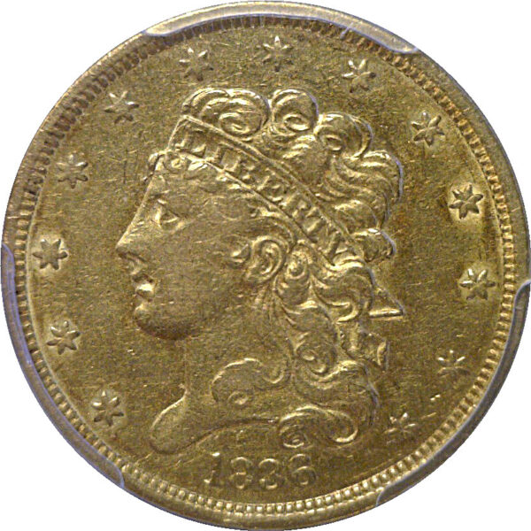 1836 $5 Classic   -   PCGS XF-45 - Image 2