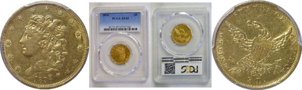 1836 $5 Classic   -   PCGS XF-45
