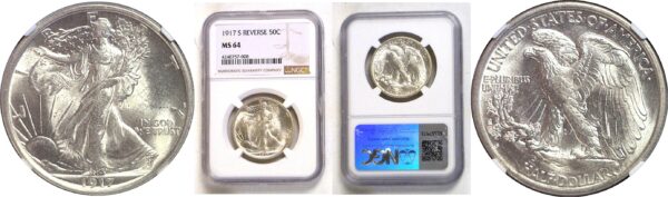 1917-S Reverse. Walking Liberty Half Dollar  -  NGC MS-64