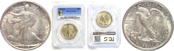 1918-D Walking Liberty Half Dollar  -  PCGS AU-58