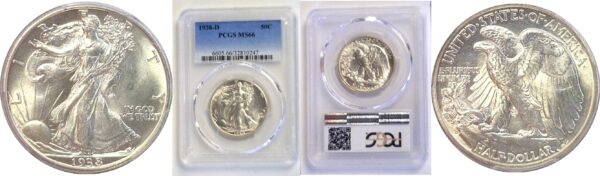 1938-D Walking Liberty Half Dollar. -  PCGS MS-66