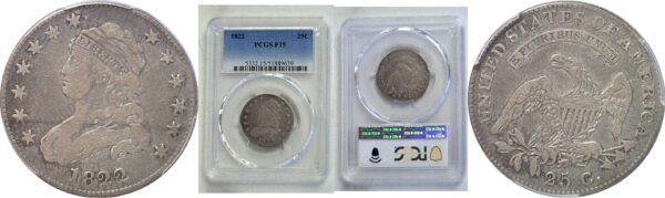 1822 Bust Quarter.  -   PCGS F-15