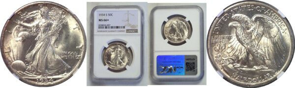 1934-S Walking Liberty Half Dollar -  NGC MS-66+