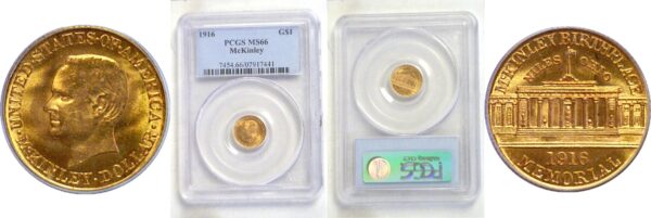 1916 $1 McKinley Gold Commemorative  -  PCGS MS-66