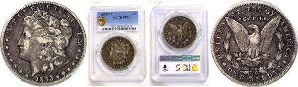 1893-CC Morgan Dollar. -  PCGS VF-20