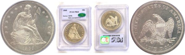 1860 Seated Liberty Dollar. -  PCGS PR-64.  CAC