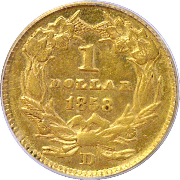 1858-D One Dollar Gold Coin   -   PCGS AU-58 - Image 3