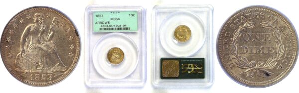 1853 Seated Liberty Dime. -  PCGS MS-64