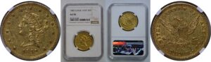 1842 $10 Liberty    NGC AU-55