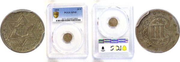 1855 Silver Three Cent. -  PCGS XF-45