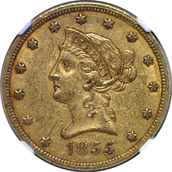 1855 $10 Liberty  -  NGC AU-55   CAC - Image 2