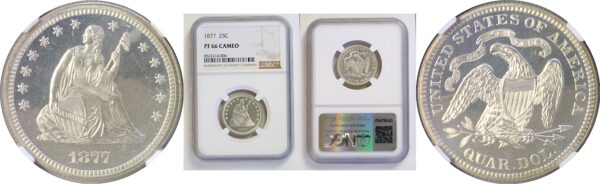 1877 Seated Liberty Quarter  -  NGC PF-66 CAMEO