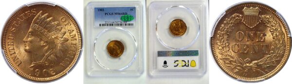 1902 Indian Head Cent  -  PCGS MS-64 RD.  CAC