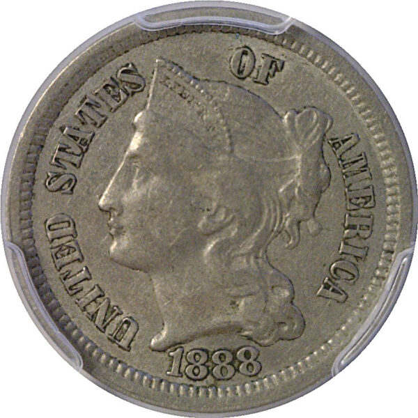 1888 Nickel Three Cent  -  PCGS AU-53 - Image 2