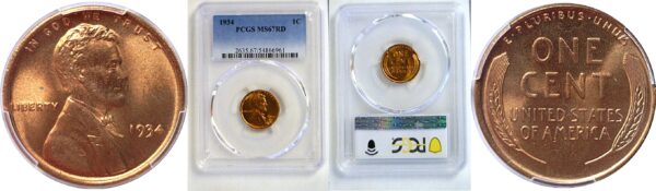 1934 1C Lincoln Cent PCGS MS-67 RD