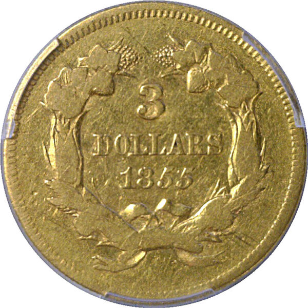 1855 $3 Princess. -  PCGS F-12 - Image 3