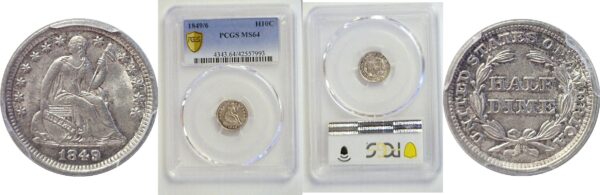 1849/6 Seated Liberty Half Dime  -  PCGS MS-64