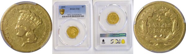 1855 $3 Princess. -  PCGS F-12