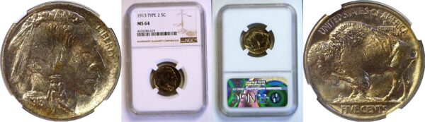 1913 T-2  Buffalo Nickel  -  NGC MS-64