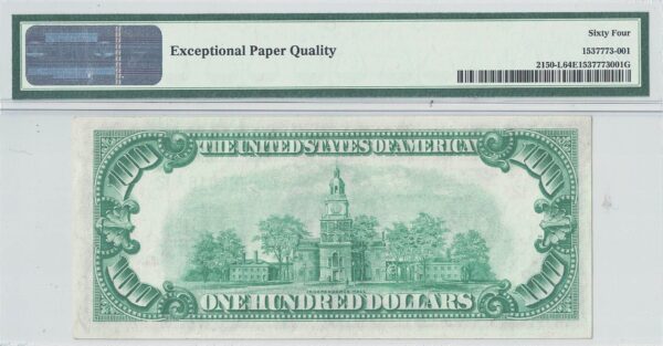 1928 $100 Federal Reserve Note Fr-2150-L PMG Choice CU-64 EPQ - Image 3