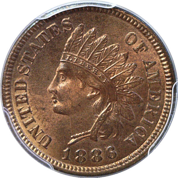 1886 T-1.  Indian Head Cent  -  PCGS MS-64 RB   CAC - Image 2