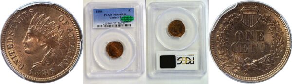 1886 T-1.  Indian Head Cent  -  PCGS MS-64 RB   CAC