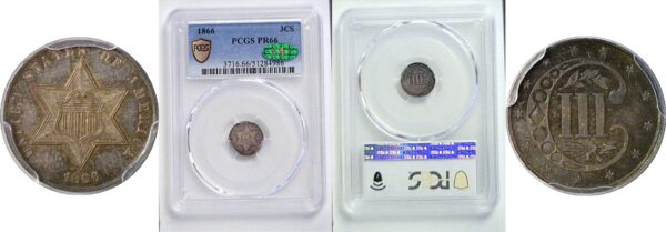 1866 Silver Three Cent   -   PCGS PR-66   CAC