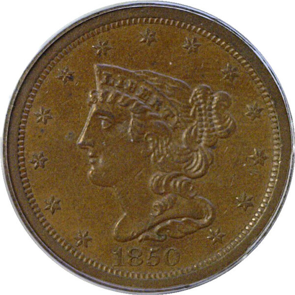 1850 Half Cent  -  PCGS AU-58  CAC - Image 2