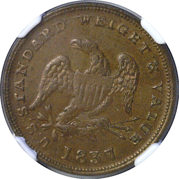 1837 Half Cent Hard Times Token.   -   NGC MS-65 BN - Image 2