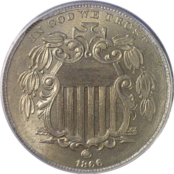 1866 Shield Nickel  -  PCGS MS-64 - Image 2