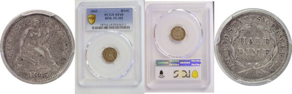 1845 Seated Liberty Half Dime  -  PCGS XF-45