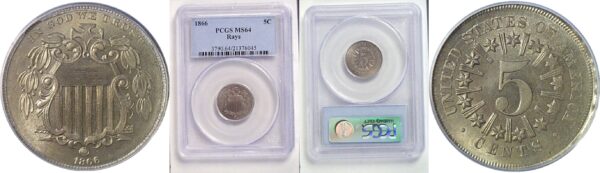 1866 Shield Nickel  -  PCGS MS-64