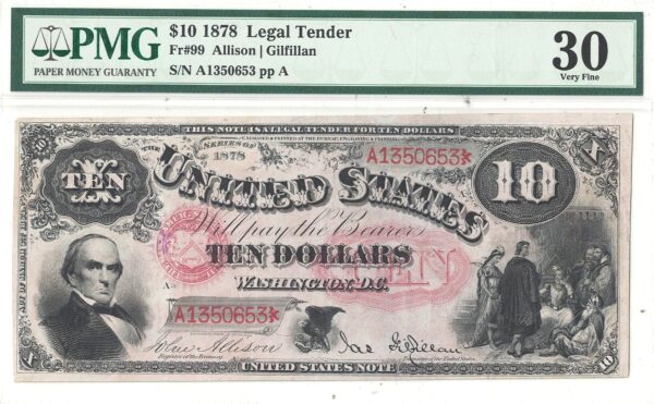 1878 $10 Legal Tender Note Fr-99 PMG VF-30 - Image 2