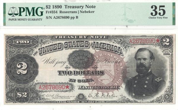 1890 $2 Treasury Note Fr-354 PMG VF-35 - Image 2