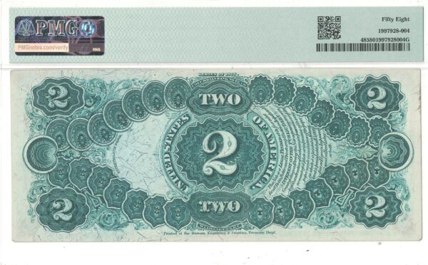 1878 $2 Legal Tender Note Fr-48 PMG AU-58 - Image 3