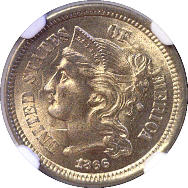 1866 Nickel Three Cent  -  NGC MS-66+ - Image 2