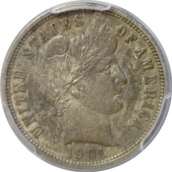 1901-O. O/Horiz. O.  Barber Dime  -  PCGS AU-58 - Image 2