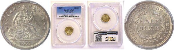 1839 Seated Liberty Half Dime.  -   PCGS MS-63