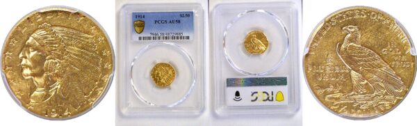 1914 $2 1/2 Indian  -  PCGS AU-58