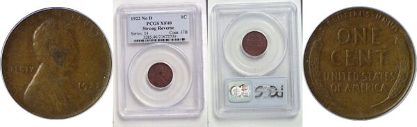 1922 No D.  Lincoln Cent  -  PCGS XF-40