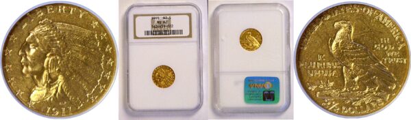 1911 $2 1/2 Indian  -  NGC MS-62