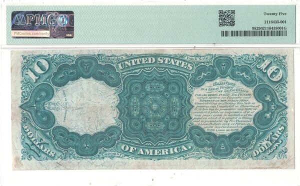 1875 $10 Legal Tender Note Fr-98 PMG VF-25 - Image 3