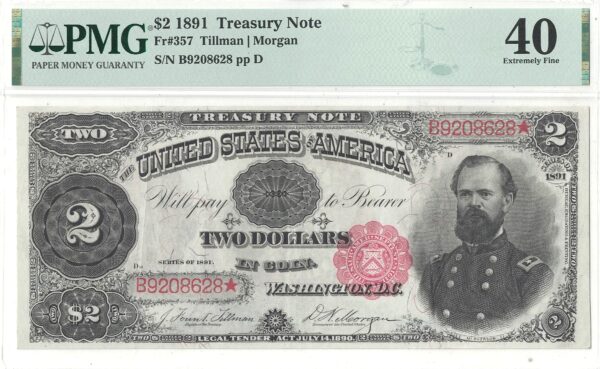 1891 $2 Treasury Note Fr-357 PMG XF-40 - Image 2