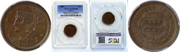 1853 Half Cent.  -   PCGS MS-65 BN
