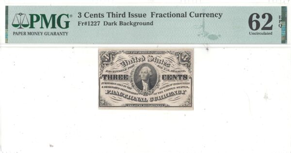 3 Cent 3rd Issue Fractional Currency Fr-1227 PMG Uncirculated-62 EPQ - Image 2